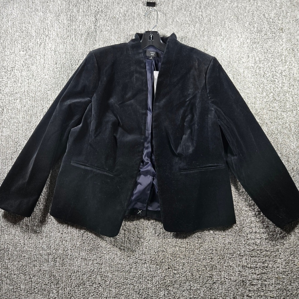 J.Crew Blazer Black Velvet Open Front Stand Collar Dark Academia Women 16